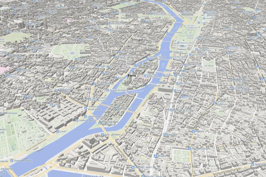 Vue 3D de Paris dans le jeu